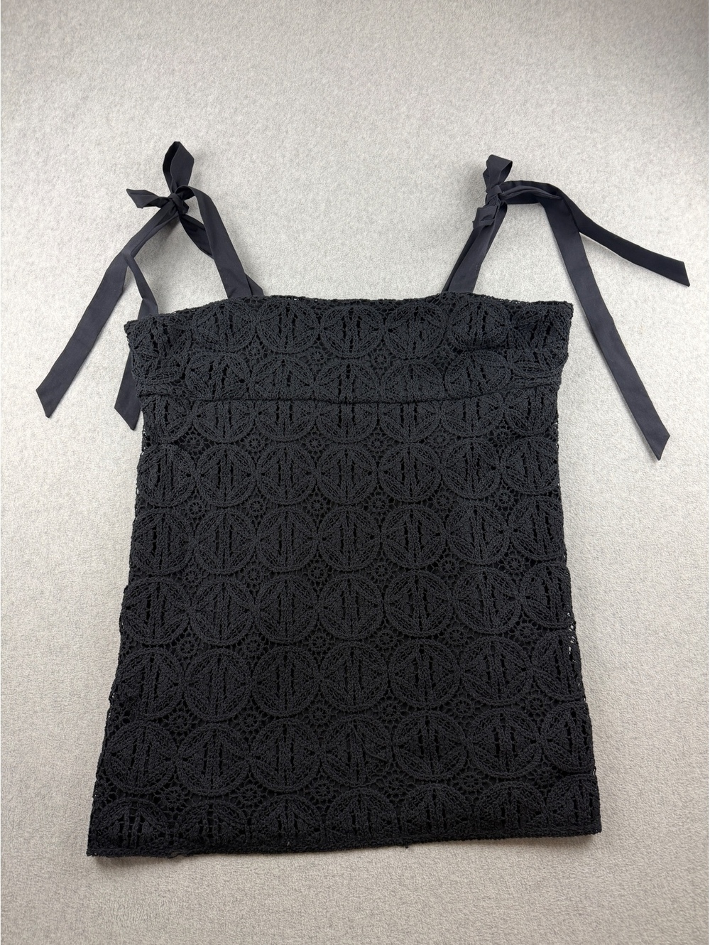 NWT Express Black Crochet Lace Tie Strap Cami Top XL $98 Boho Coquette